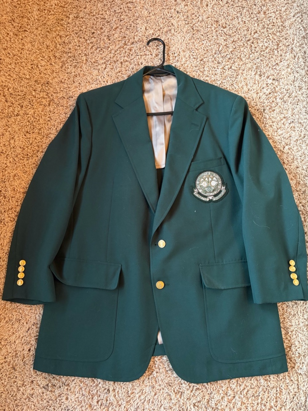 Vintage UNC Charlotte Men's Dark Green Crest Blazer with Gold Buttons size 44